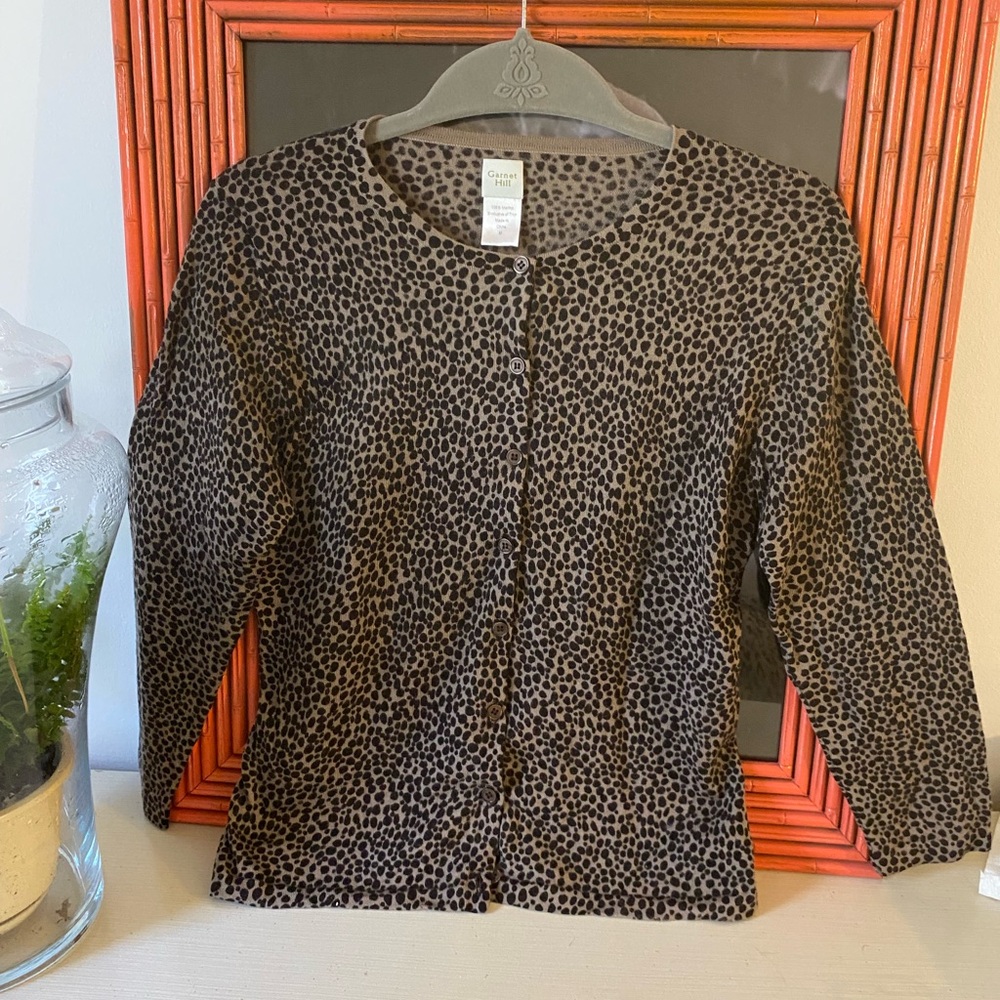 Garnet Hill Leopard Print Cardigan